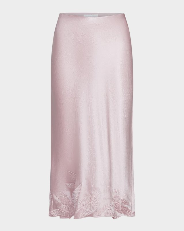Embroidered Satin Slip Skirt